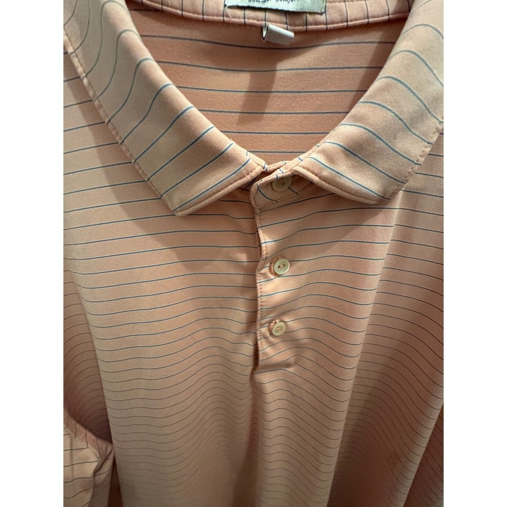 Peter Millar Summer Comfort Mens‎ Striped Golf Polo Shirt Peach Blue XL